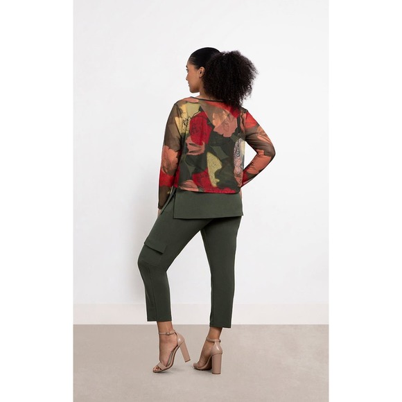 Sympli Women's Floral Camo Mesh Cropped Top Size 8 NWT - Picture 3 of 4